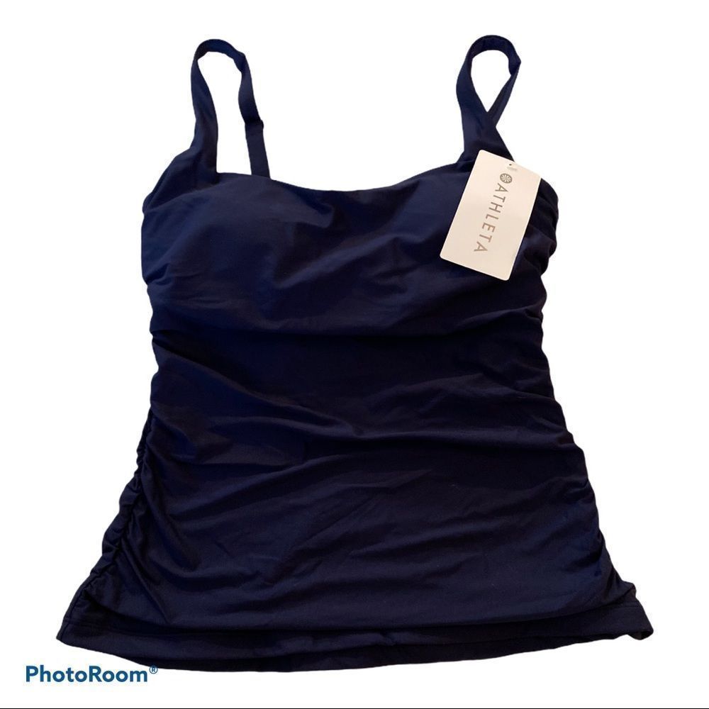 Athleta Square Neck Bra Cup Tankini (Navy) Dress Blue S 34B/C​